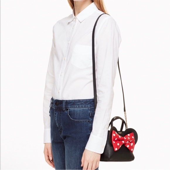 Kate Spade Minnie Mouse Mini Maise Crossbody Bag Purse Disney Black Ears Leather - Picture 2 of 16